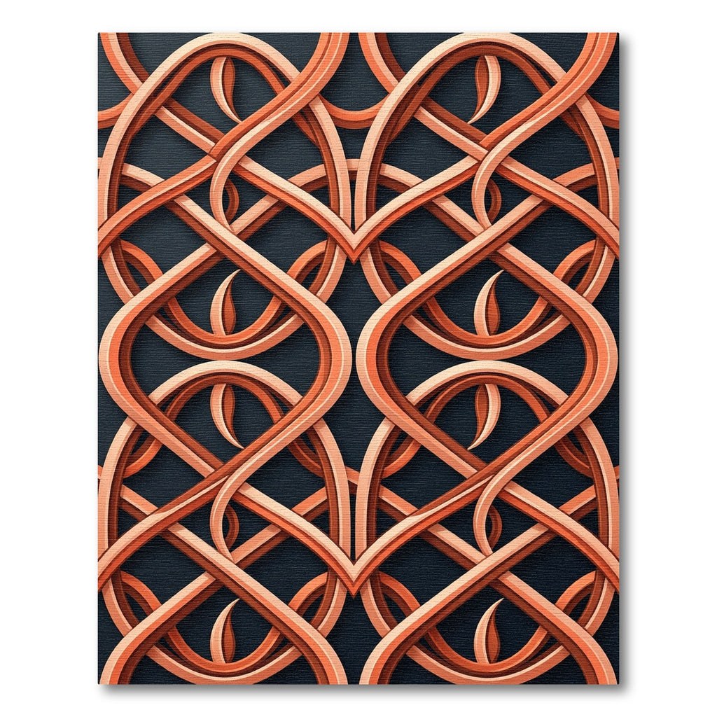 Copper Intertwined Geometric Lattice Rug