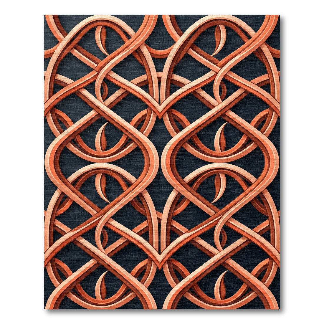 Copper Intertwined Geometric Lattice Rug