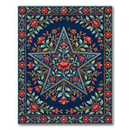 Navy Celestial Star Floral Medallion Rug