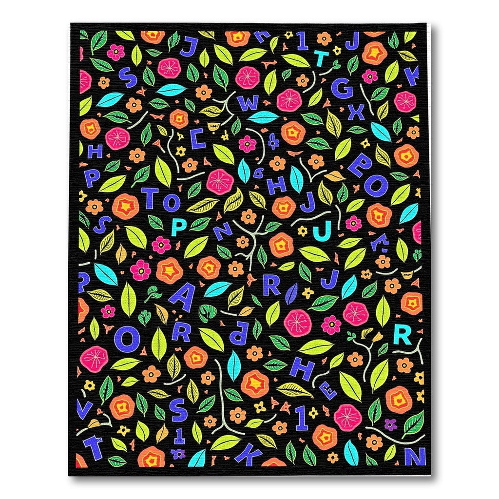 Alphabet Floral Bloom Composition Rug