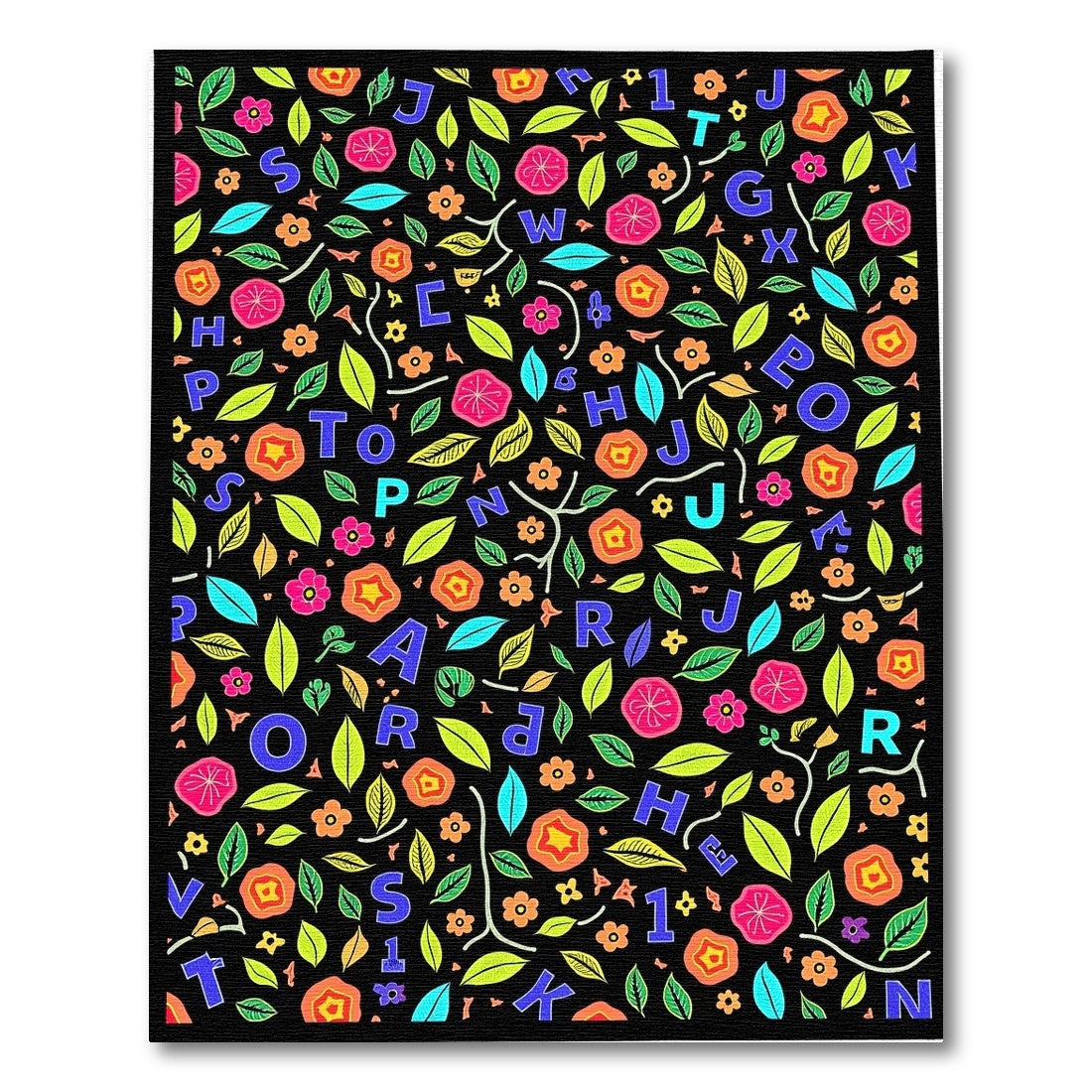 Alphabet Floral Bloom Composition Rug