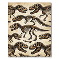 Vintage Beige T-Rex Dinosaur Fossil Rug