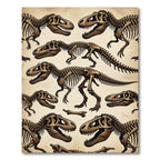 Vintage Beige T-Rex Dinosaur Fossil Rug