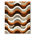Mid-Century Retro Burnt Orange Wavy Stripe Rug