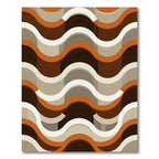 Mid-Century Retro Burnt Orange Wavy Stripe Rug