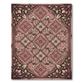 Vintage Dusty Rose Floral Diamond Lattice Rug