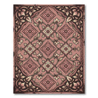 Vintage Dusty Rose Floral Diamond Lattice Rug