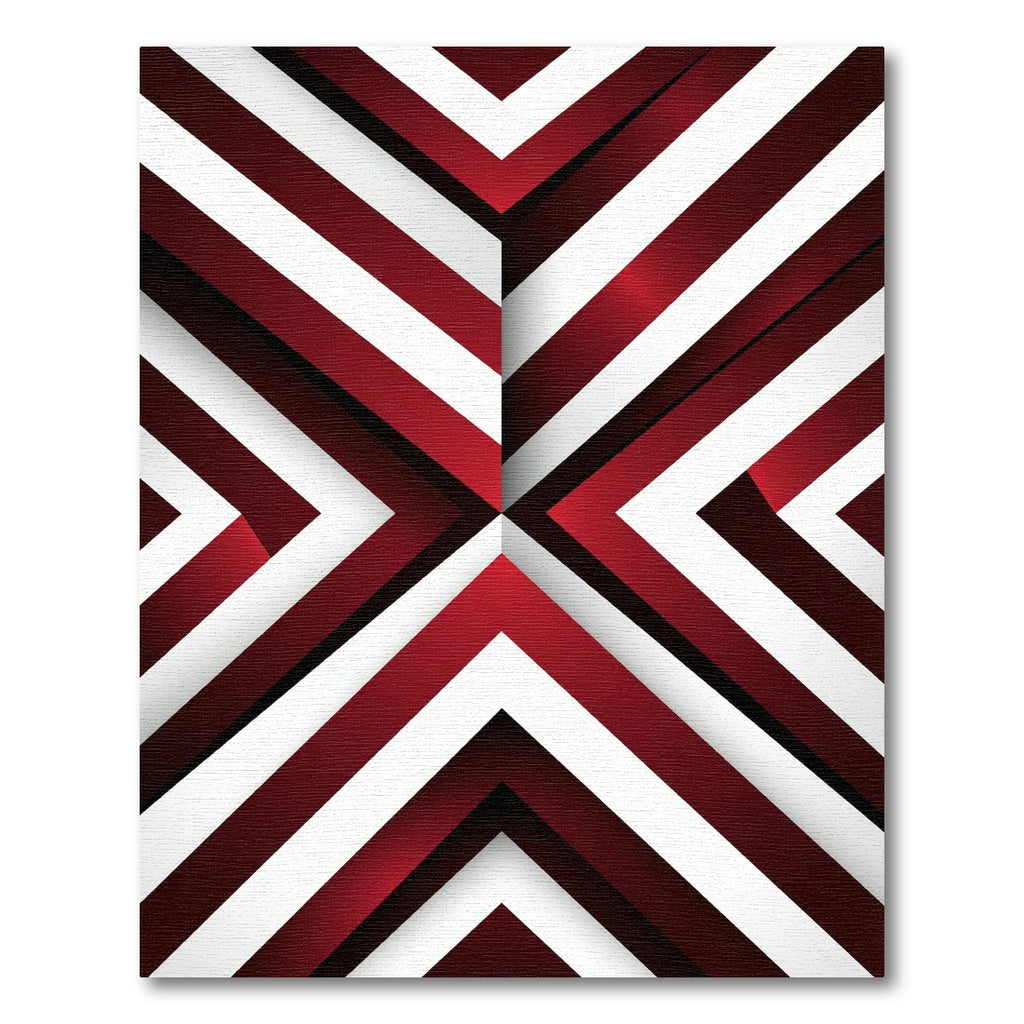 Crimson White Chevron Illusion Rug