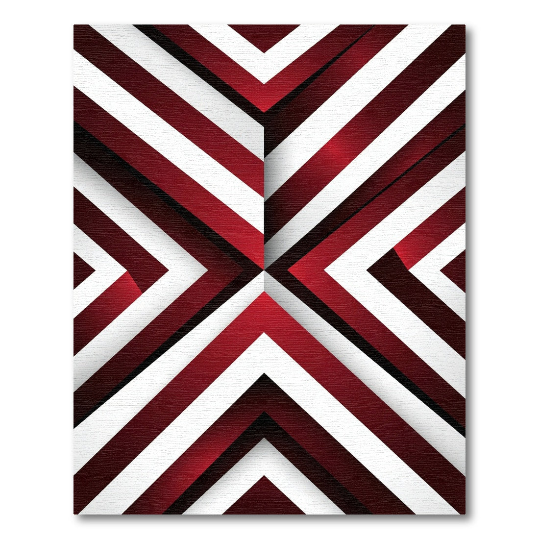 Crimson White Chevron Illusion Rug
