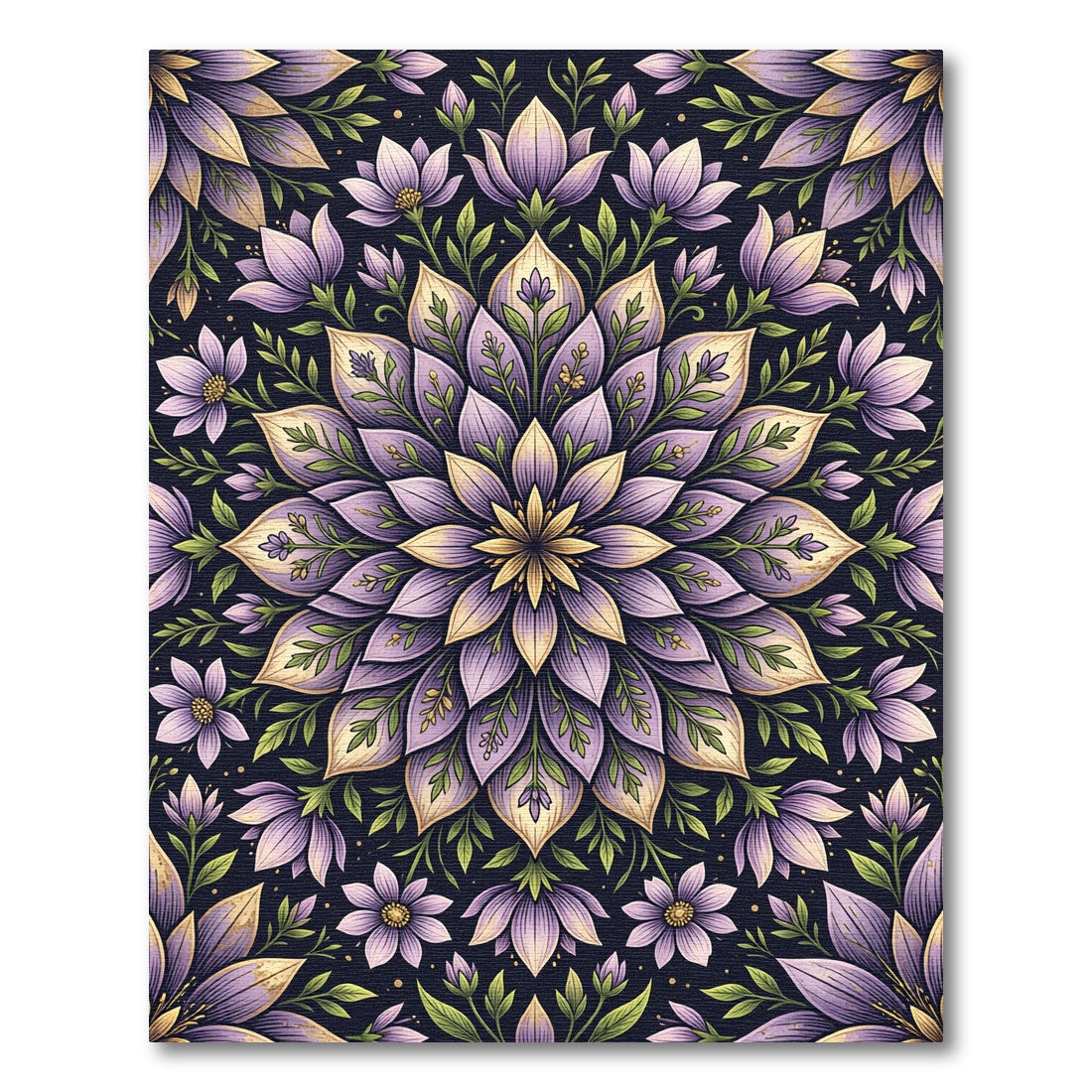 Lavender Floral Symmetry Medallion Rug