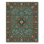 Emerald Teal Botanical Medallion Rug