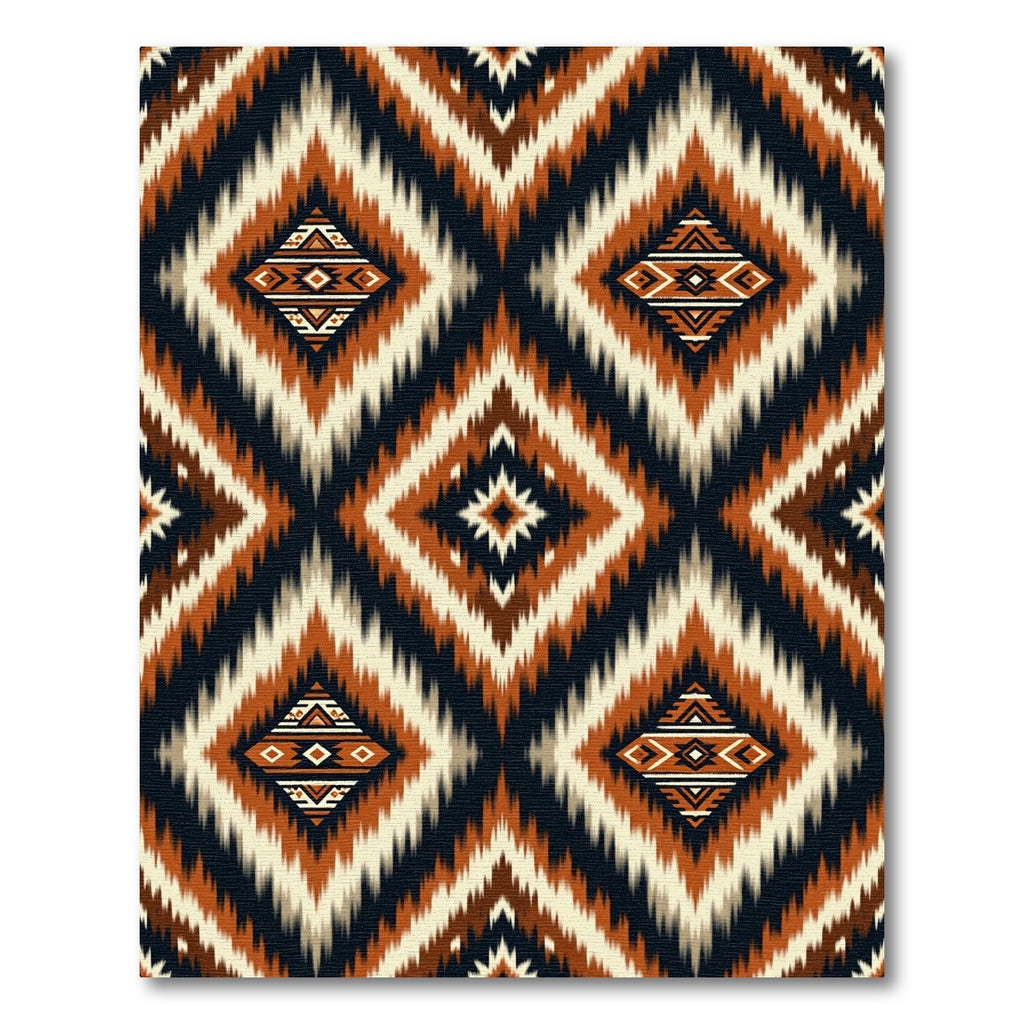 Tribal Earthy Geometric Ikat Diamond Rug