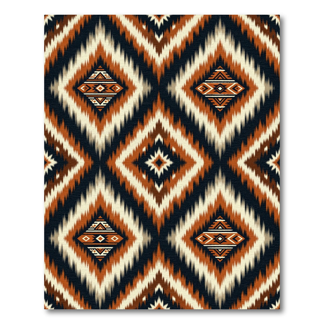 Tribal Earthy Geometric Ikat Diamond Rug
