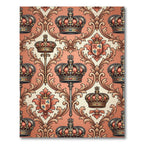 Royal Red Crown Emblem Damask Rug