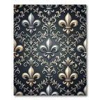 Ornate Silver Gold Fleur De Lis Rug