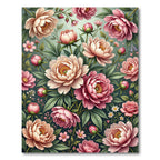Botanical Peony Bloom Watercolor Garden Rug