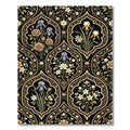 Black Floral Medallion Irises and Roses Rug
