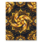 Golden Sunburst Radiant Mandala Art Rug