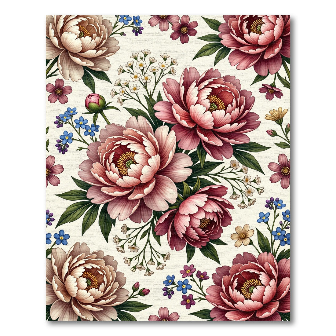 Romantic Blush Peony Botanical Garden Rug