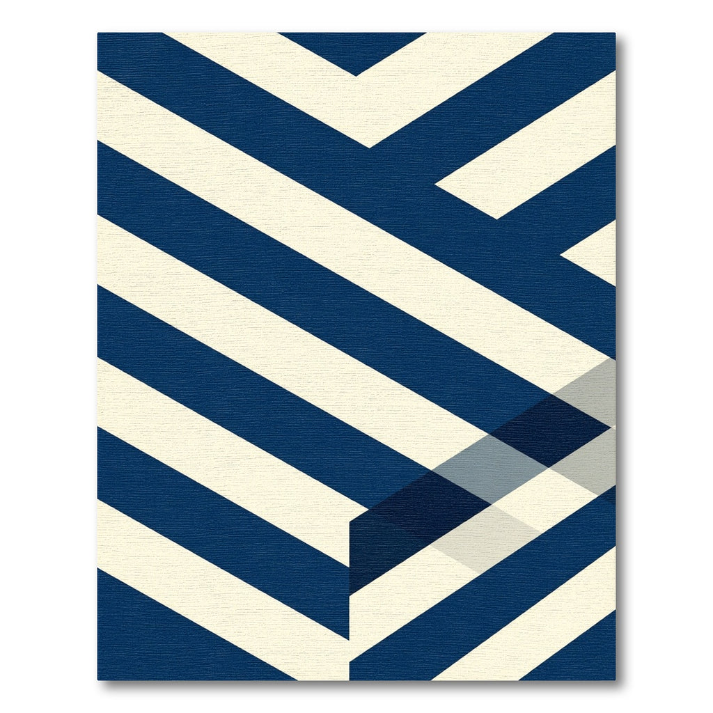 Modern Navy Diagonal Stripe Geometric Rug