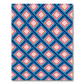 Geometric Navy and Peach Diamond Lattice Rug