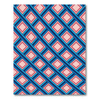 Geometric Navy and Peach Diamond Lattice Rug