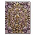 Ornate Gold Leaf Purple Scrolling Rug