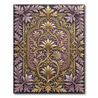 Ornate Gold Leaf Purple Scrolling Rug