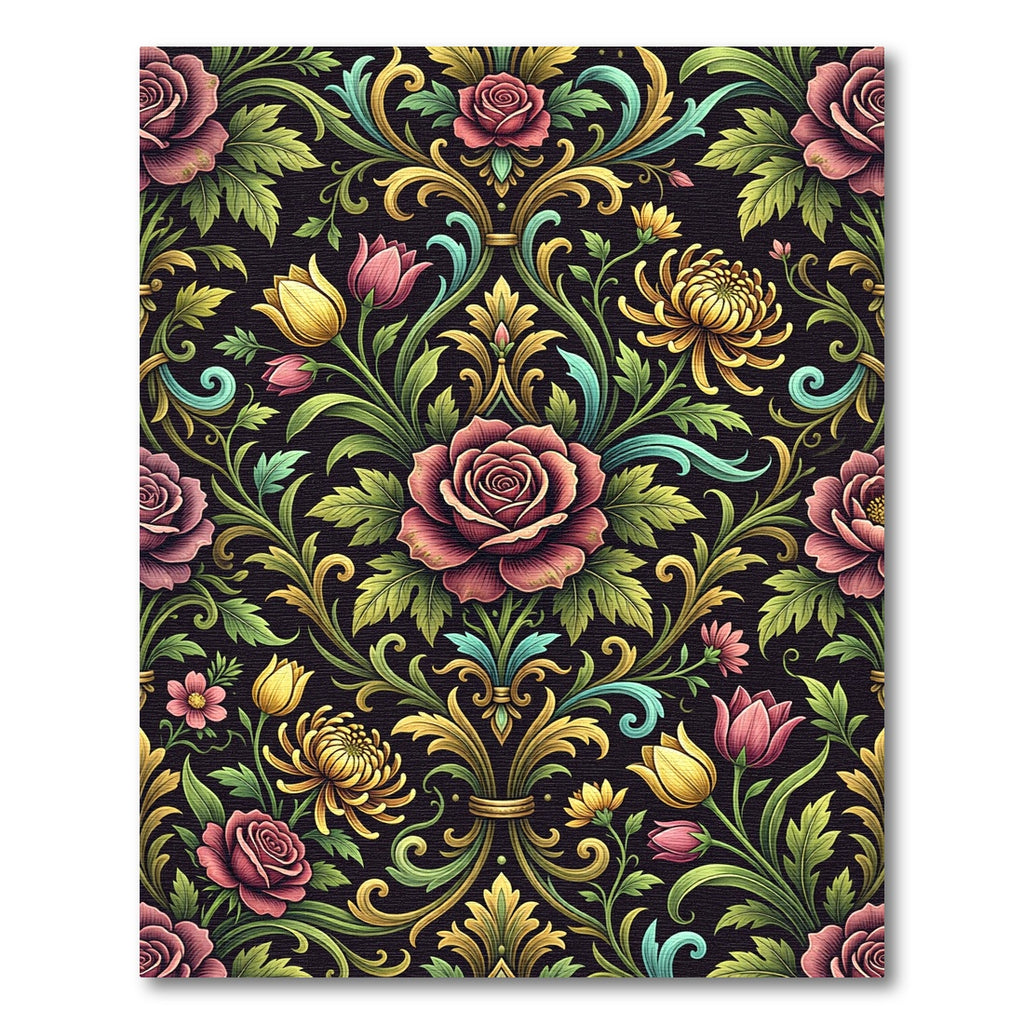 Vintage Floral Baroque Rose Garden Rug