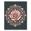 Romantic Pink Rose Mandala Scroll Rug