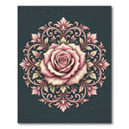 Romantic Pink Rose Mandala Scroll Rug