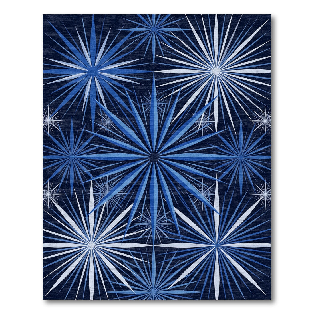 Celestial Navy Blue Starburst Mosaic Rug