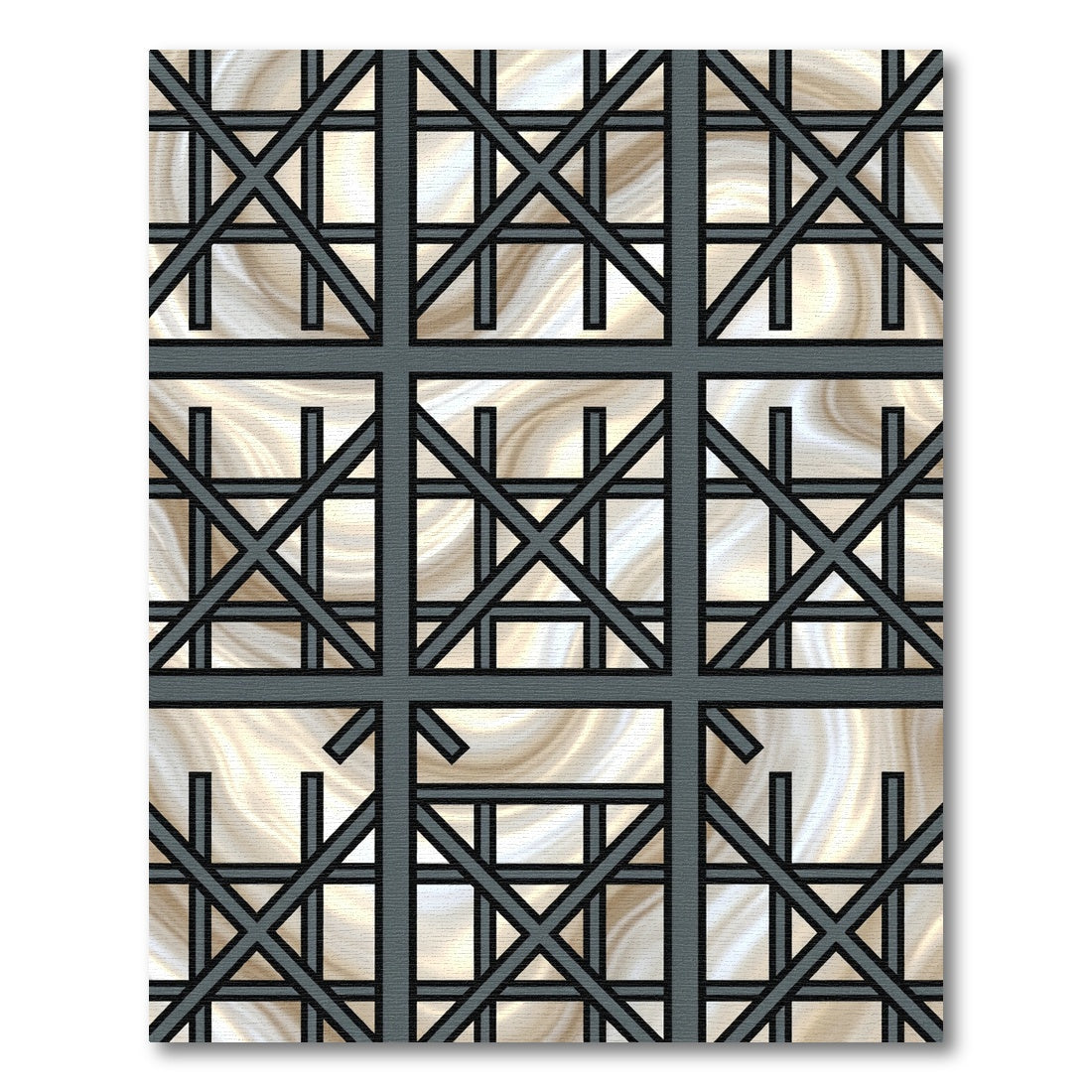 Contemporary Gray Lattice Swirl Rug