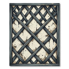 Rustic Gray Wood Lattice Diamonds Rug