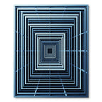 Modern Navy Geometric Optical Tunnel Rug