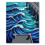 Vibrant Blue Nautical Swirls Rug