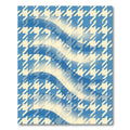 Blue Cream Houndstooth Wave Rug