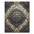 Ornate Damask Charcoal and Gold Medallion Rug