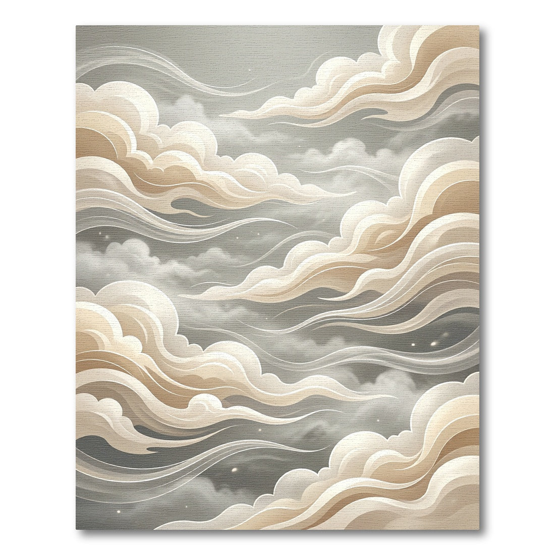 Ethereal Beige Fluid Cloud Swirls Rug