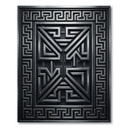 Dark Gray Geometric Maze Relief Rug
