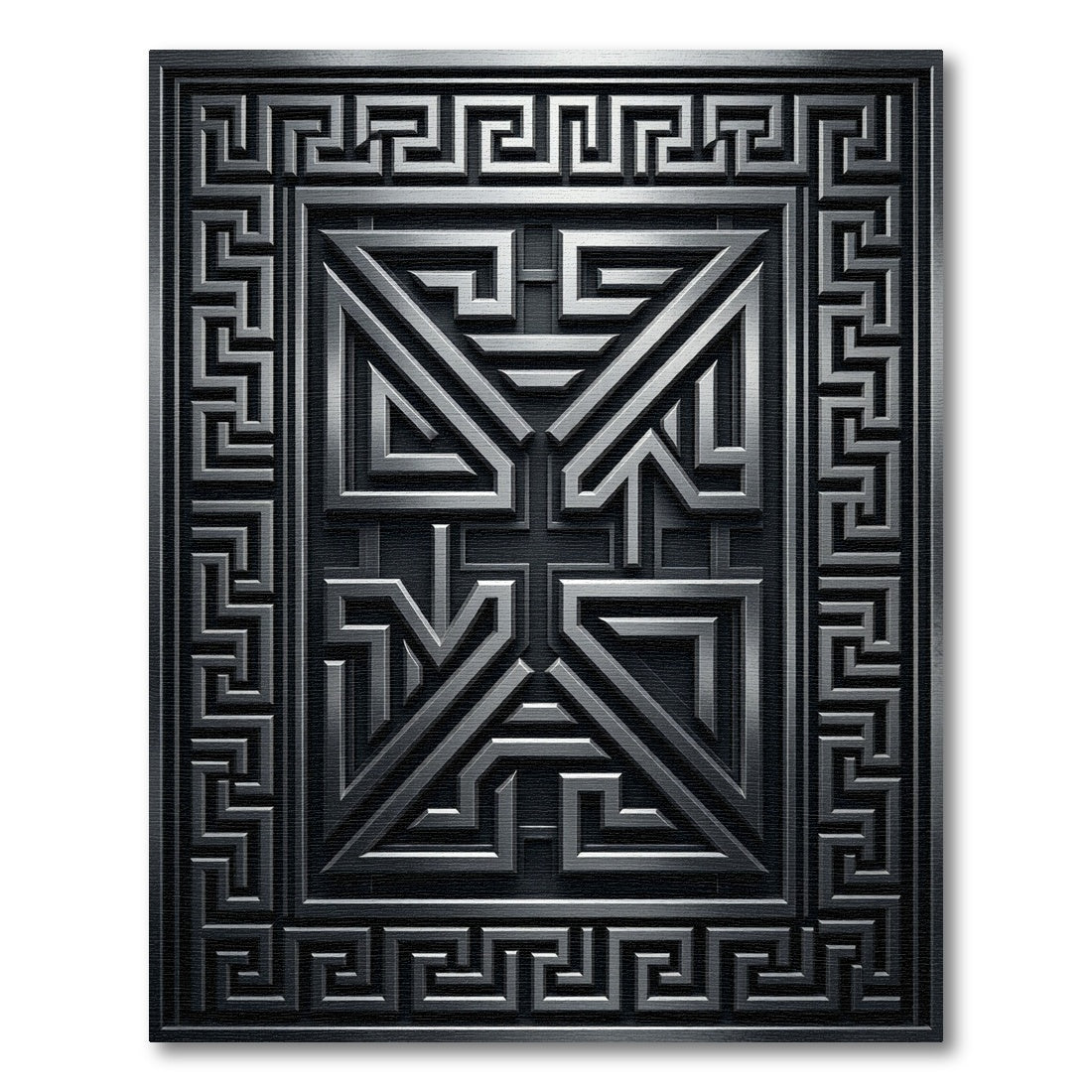 Dark Gray Geometric Maze Relief Rug