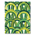 Retro Emerald Green Arched Layered Circles Rug