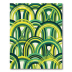 Retro Emerald Green Arched Layered Circles Rug