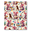 Whimsical Pink Mouse Artist Painting Rug