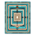Modern Teal and Sand Geometric Stacked Rectangles Rug