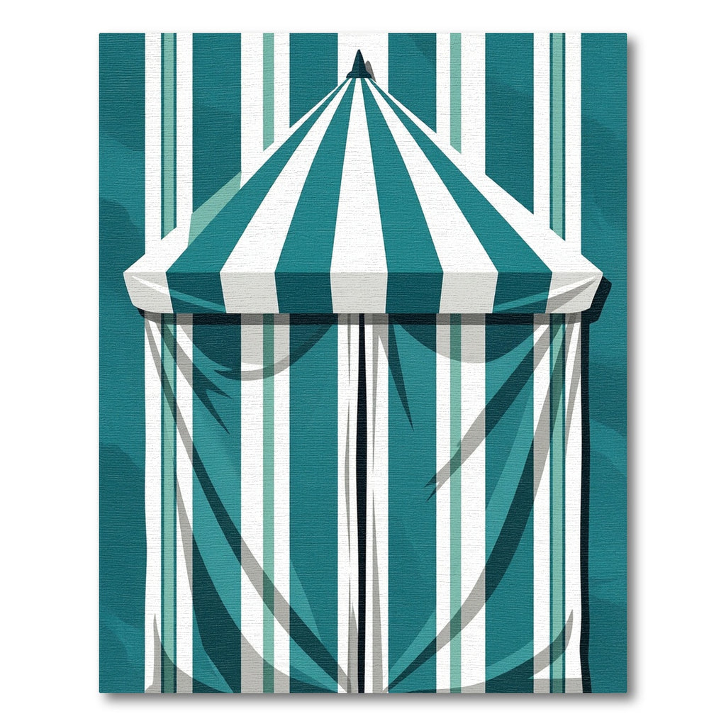 Teal White Striped Canopy Rug