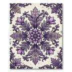 Ornate Amethyst Floral Damask Art Rug