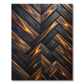 Dark Wood Grain Herringbone Fire Rug