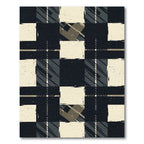 Modern Black and Beige Plaid Check Rug