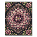 Ornate Pink Dahlia Floral Mandala Rug